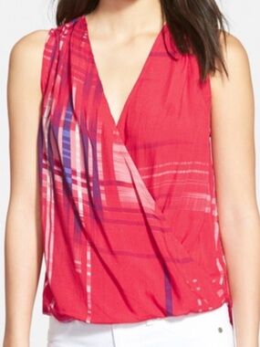 Velvet by Graham & Spencer Red Plaid Sleeveless Tank Top